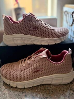 Skechers Women's Mauve Pink Mesh Slip-On Style Athletic Sneakers